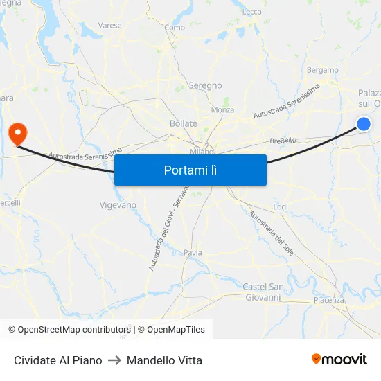 Cividate Al Piano to Mandello Vitta map