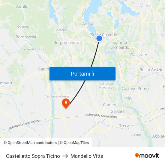 Castelletto Sopra Ticino to Mandello Vitta map