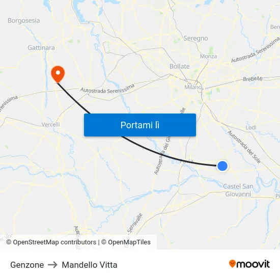 Genzone to Mandello Vitta map