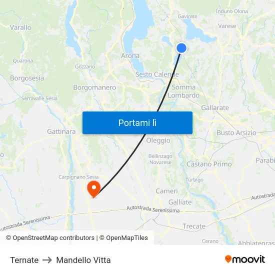 Ternate to Mandello Vitta map