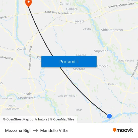 Mezzana Bigli to Mandello Vitta map