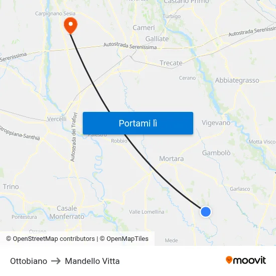 Ottobiano to Mandello Vitta map