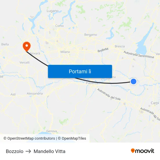 Bozzolo to Mandello Vitta map