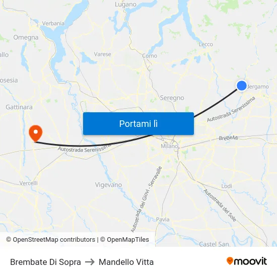 Brembate Di Sopra to Mandello Vitta map