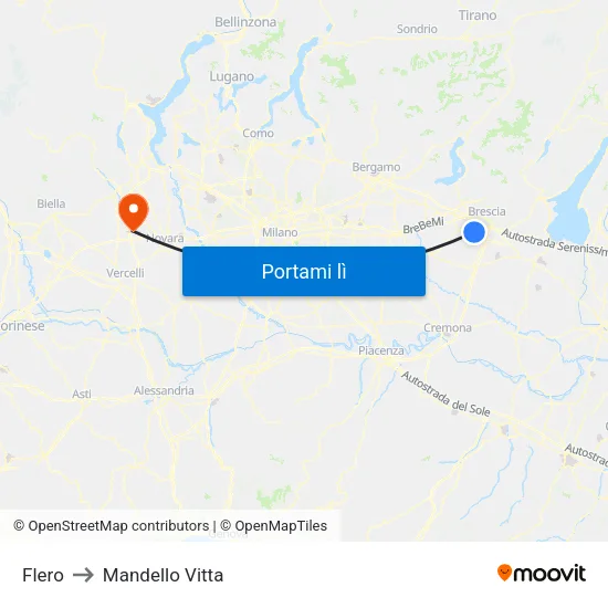 Flero to Mandello Vitta map
