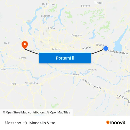 Mazzano to Mandello Vitta map