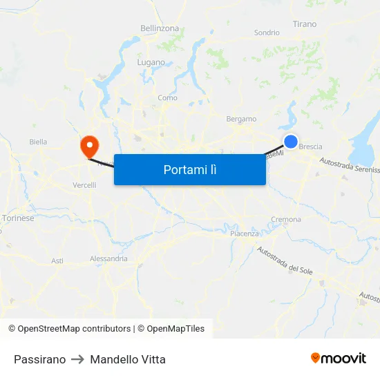 Passirano to Mandello Vitta map