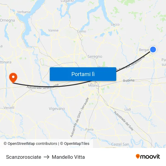 Scanzorosciate to Mandello Vitta map