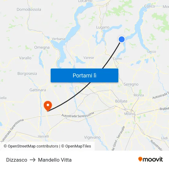 Dizzasco to Mandello Vitta map