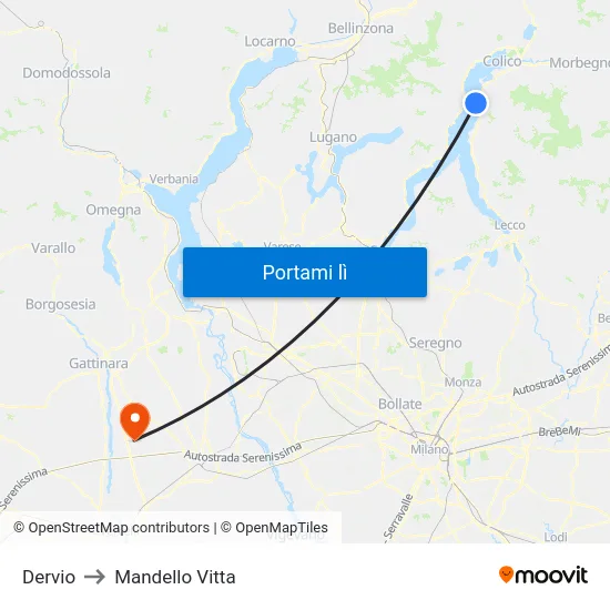 Dervio to Mandello Vitta map