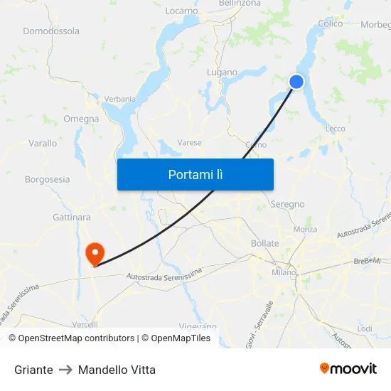 Griante to Mandello Vitta map