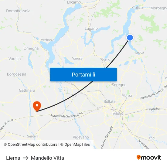 Lierna to Mandello Vitta map