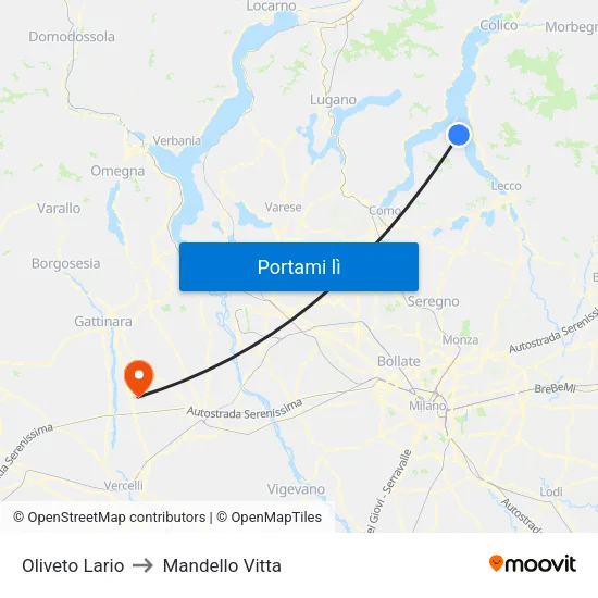 Oliveto Lario to Mandello Vitta map