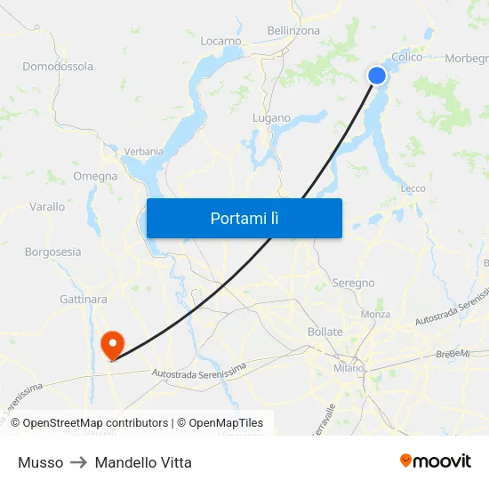 Musso to Mandello Vitta map