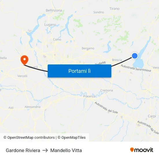 Gardone Riviera to Mandello Vitta map