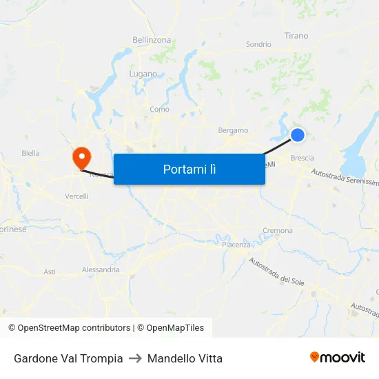 Gardone Val Trompia to Mandello Vitta map