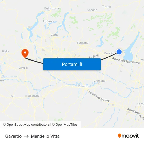 Gavardo to Mandello Vitta map