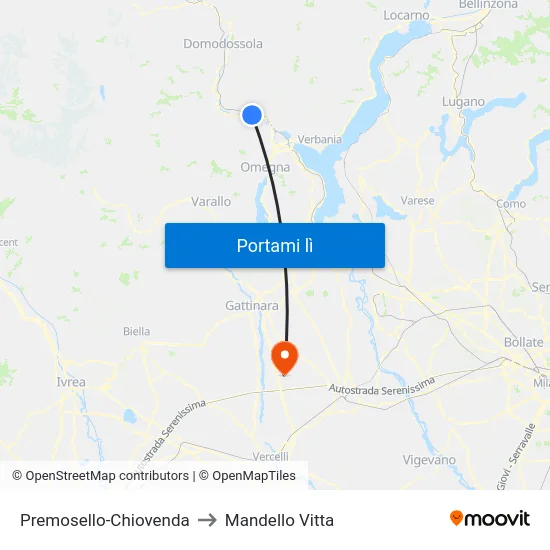 Premosello-Chiovenda to Mandello Vitta map