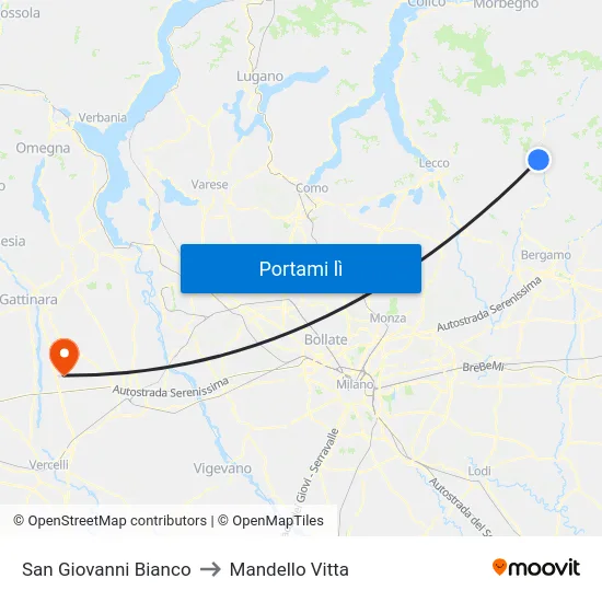 San Giovanni Bianco to Mandello Vitta map