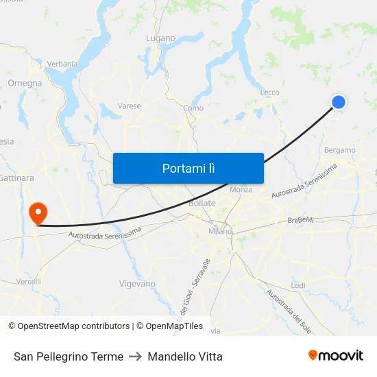 San Pellegrino Terme to Mandello Vitta map