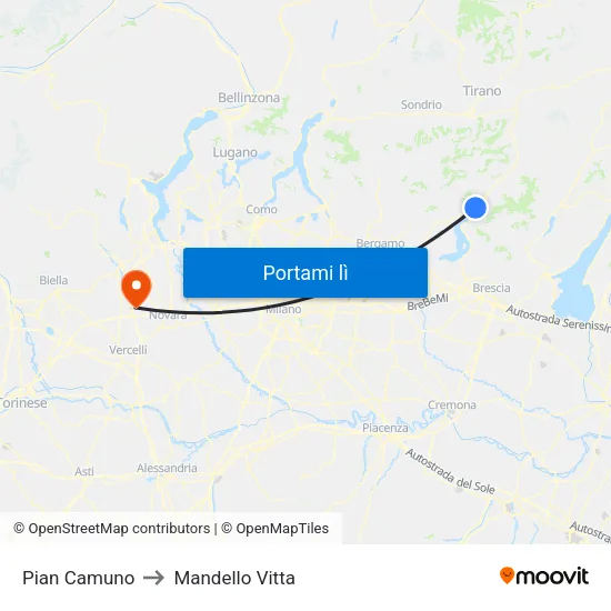 Pian Camuno to Mandello Vitta map