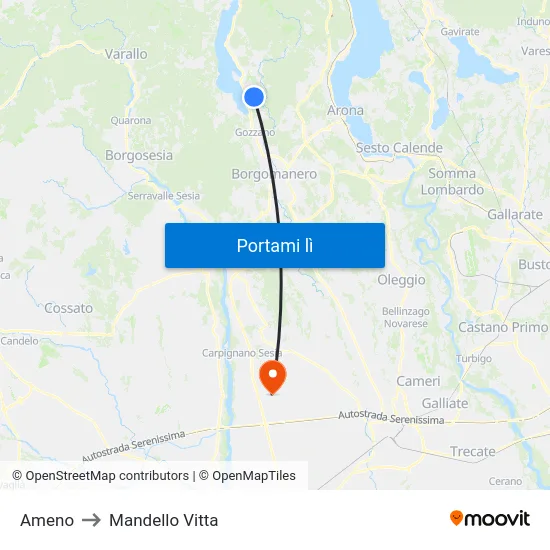 Ameno to Mandello Vitta map