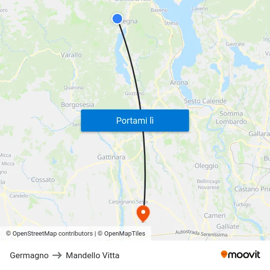 Germagno to Mandello Vitta map