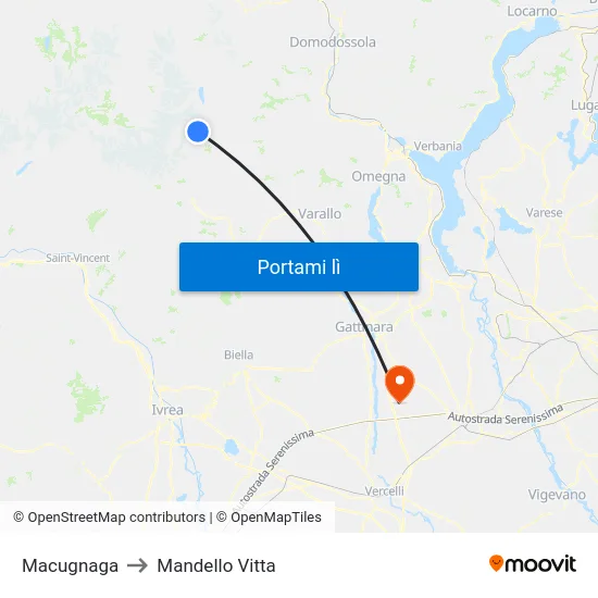 Macugnaga to Mandello Vitta map
