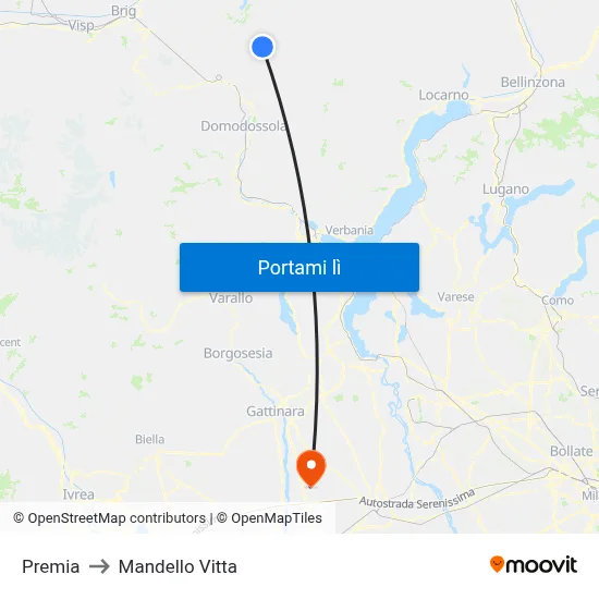 Premia to Mandello Vitta map