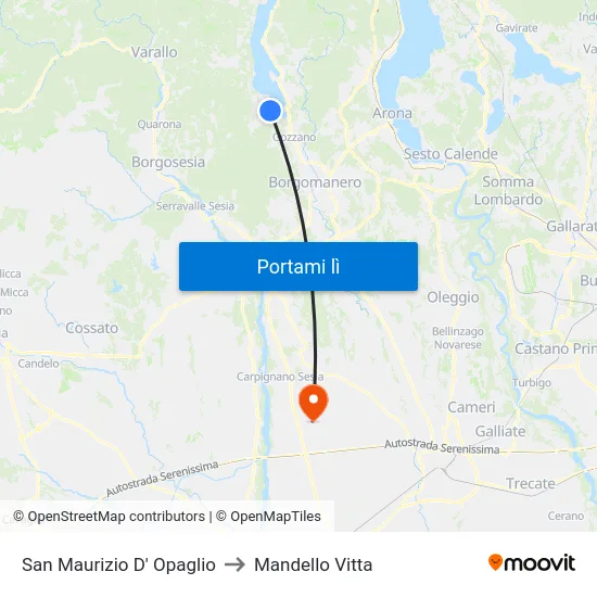 San Maurizio D' Opaglio to Mandello Vitta map