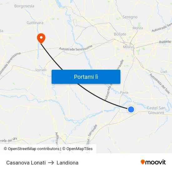 Casanova Lonati to Landiona map