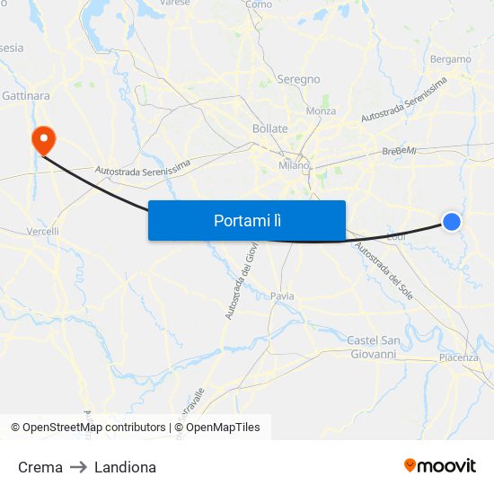 Crema to Landiona map