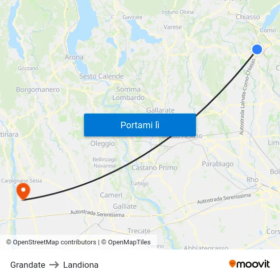 Grandate to Landiona map