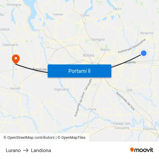 Lurano to Landiona map