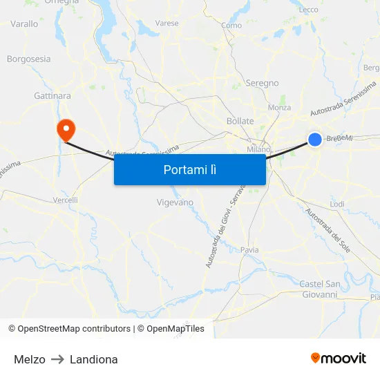 Melzo to Landiona map