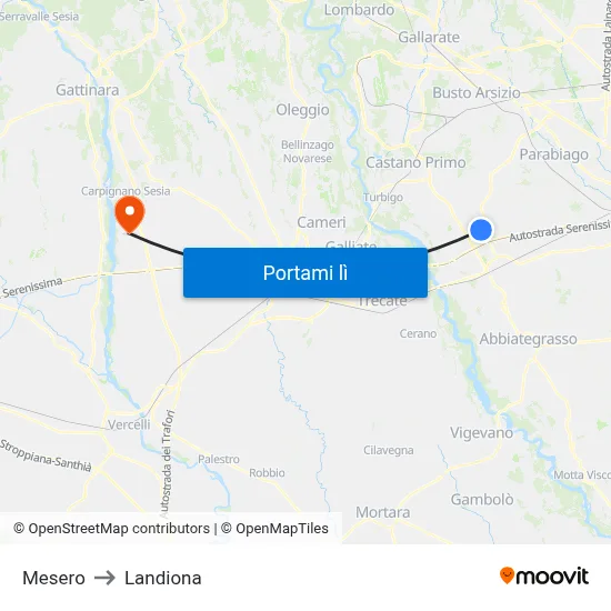 Mesero to Landiona map