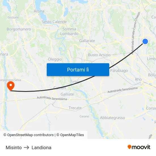 Misinto to Landiona map