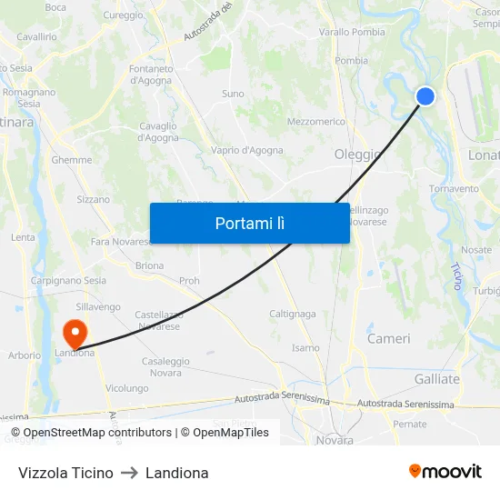 Vizzola Ticino to Landiona map