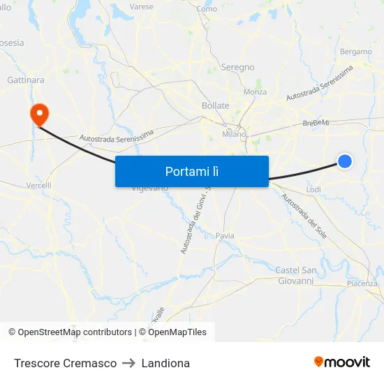 Trescore Cremasco to Landiona map