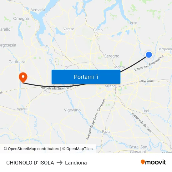 CHIGNOLO D' ISOLA to Landiona map