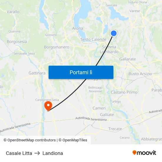 Casale Litta to Landiona map