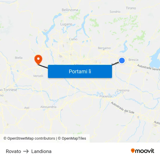 Rovato to Landiona map