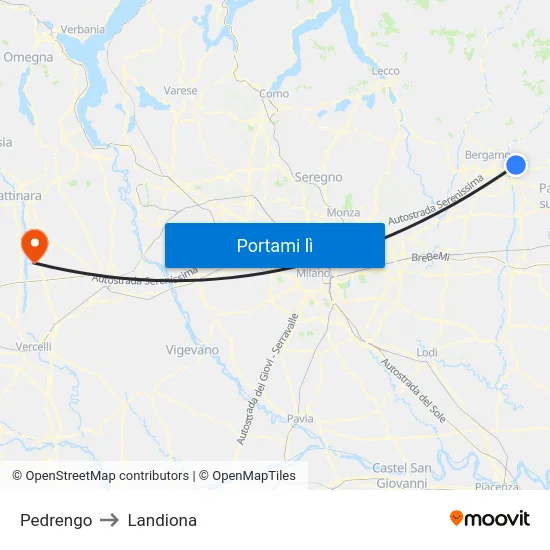 Pedrengo to Landiona map