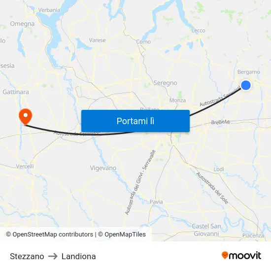 Stezzano to Landiona map