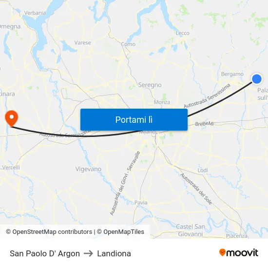 San Paolo D' Argon to Landiona map