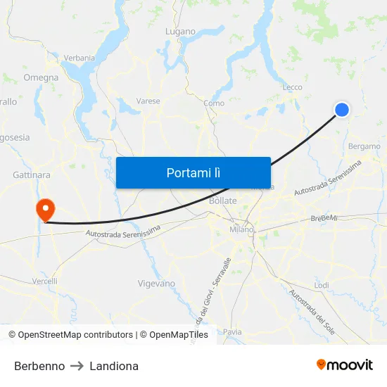 Berbenno to Landiona map