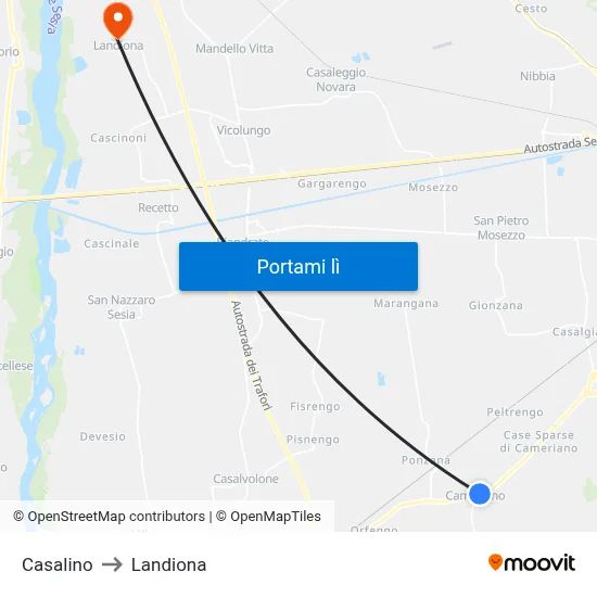 Casalino to Landiona map