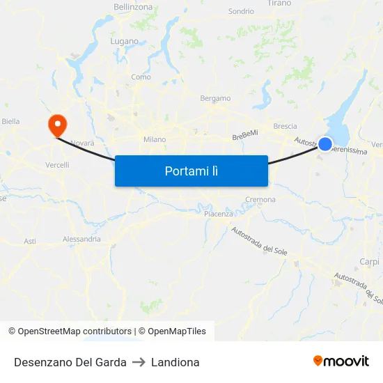 Desenzano Del Garda to Landiona map