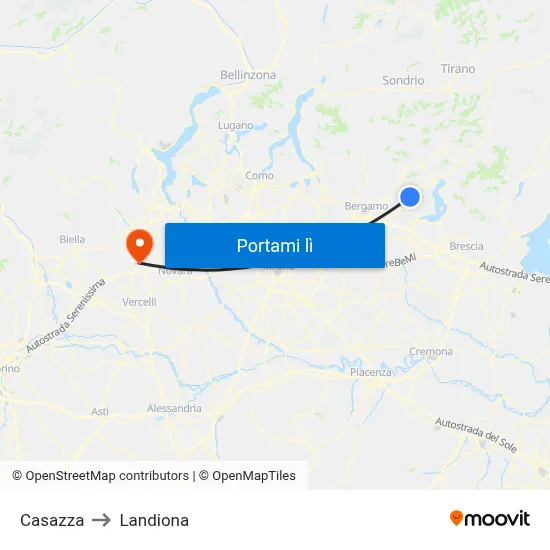 Casazza to Landiona map