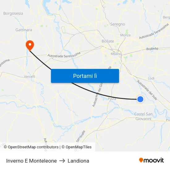 Inverno E Monteleone to Landiona map